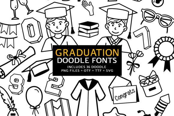 Graduation Doodle: A Cute Dingbats Font for Small Business Branding