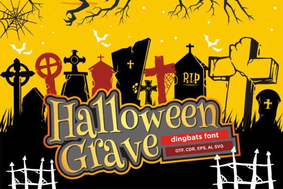 Halloween Grave: A Playful Dingbat Font for Halloween-Themed Craft Designs
