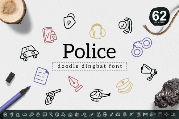 Police: A Cute Dingbats Font That Elevates Handmade Design Projects