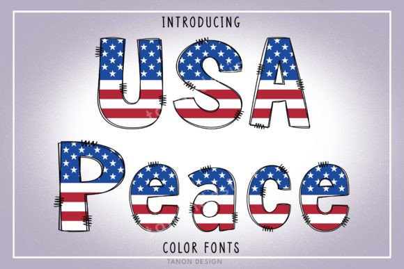 Usa Peace Font: Hand-Drawn Doodle Typography for Patriotic Digital Design